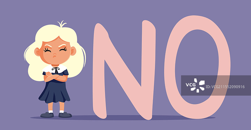 顽皮的女孩拒绝的卡通角色图片素材