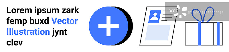 加号图标、个人资料卡和礼品盒图片素材