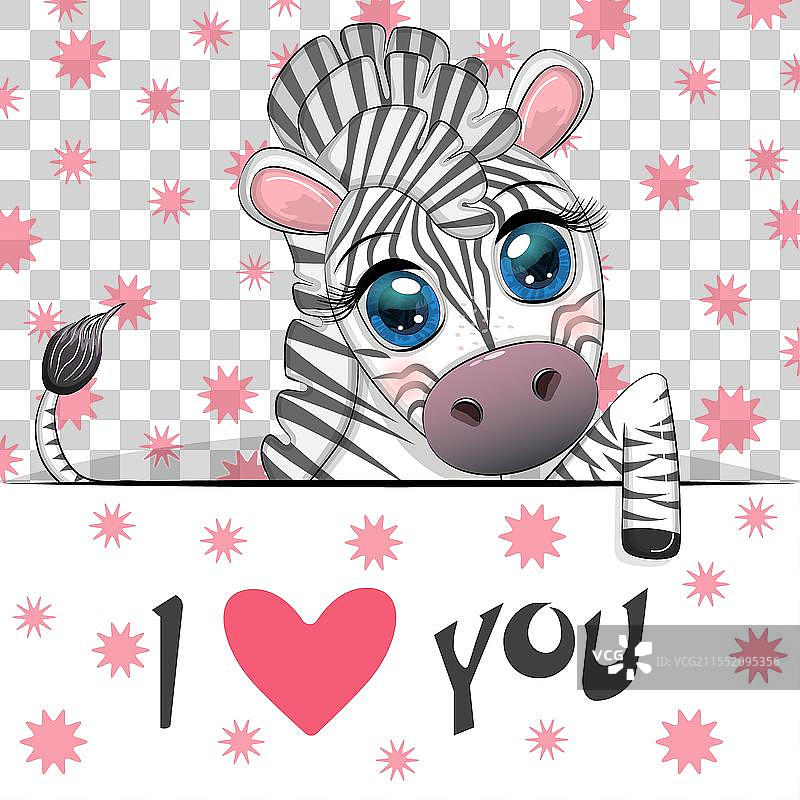 情人节动物主题的爱你贺卡图片素材