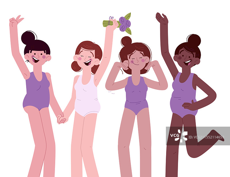 卡通伴娘们在开心地玩耍图片素材