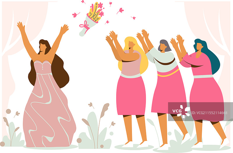 扁平化设计的伴娘们图片素材