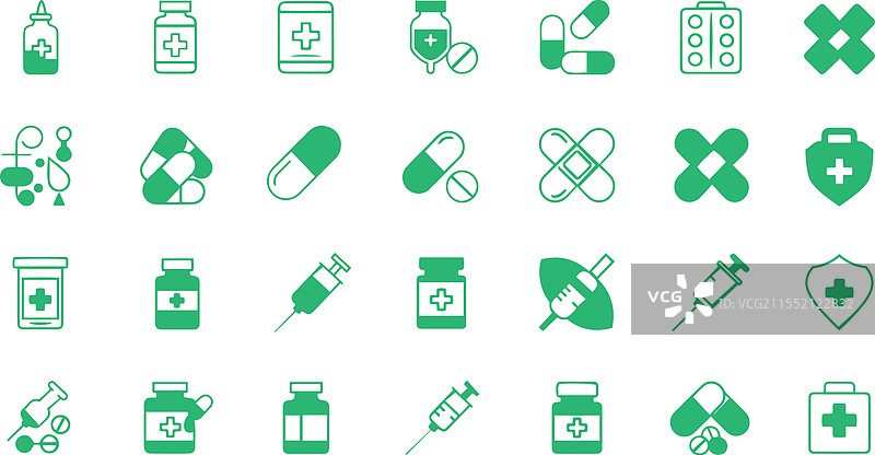 医疗保健图标集 医生与药物图片素材