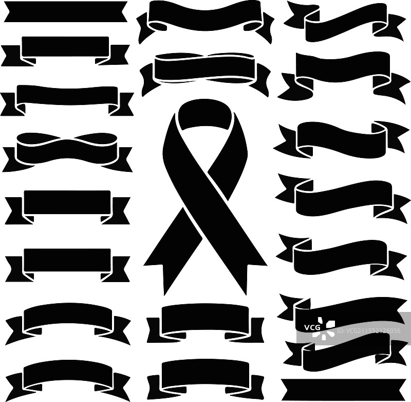 一组复古乳腺癌丝带图片素材