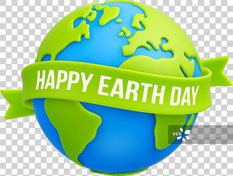 卡通地球与绿色丝带图片素材