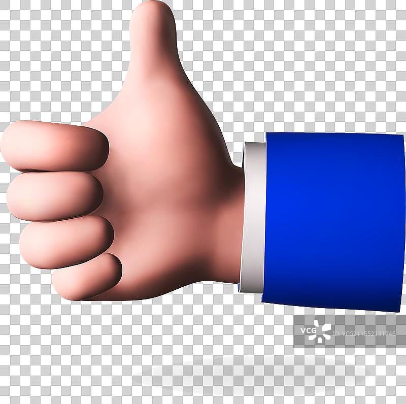 3D卡通竖起大拇指手势图标图片素材