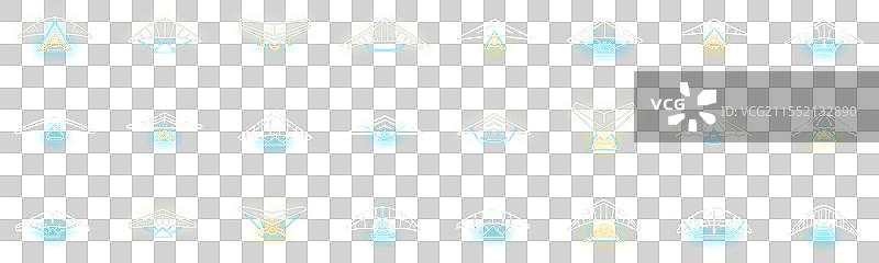 滑翔伞图标集霓虹风格图片素材