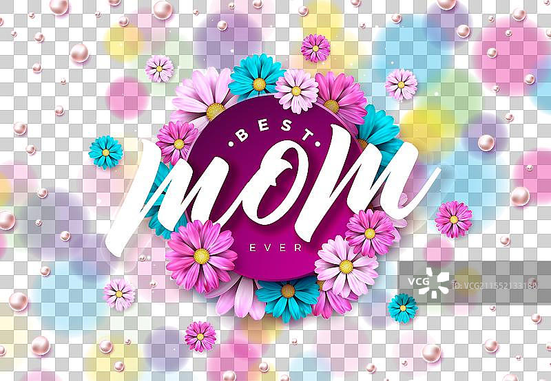 母亲节快乐与春天的花朵图片素材