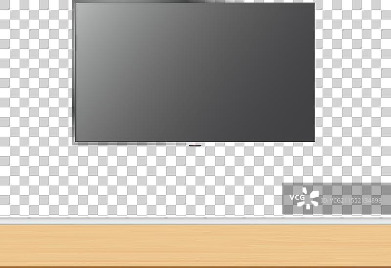 现代智能LED电视挂在墙上，逼真效果。图片素材