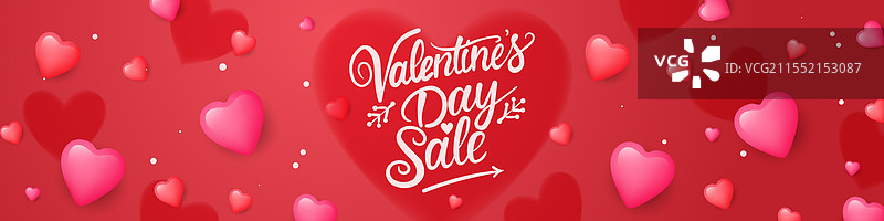 情人节海报或横幅，带有甜蜜的心形图案图片素材