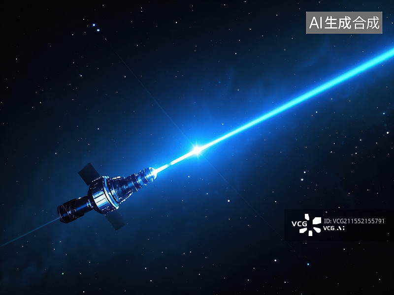 【AI数字艺术】星际航行的激光卫星科技主题插画图片素材