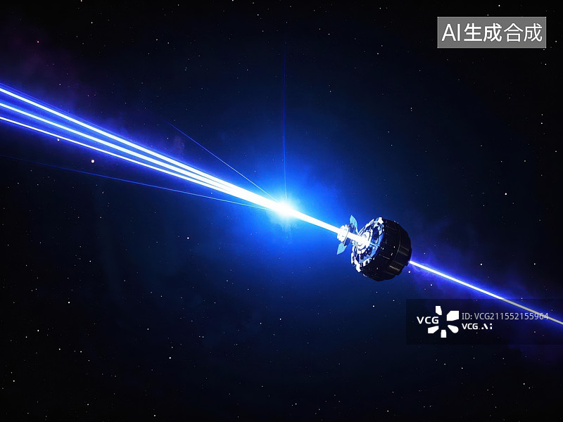 【AI数字艺术】星际航行的激光卫星科技主题插画图片素材