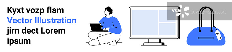 男子在笔记本电脑屏幕上工作图片素材