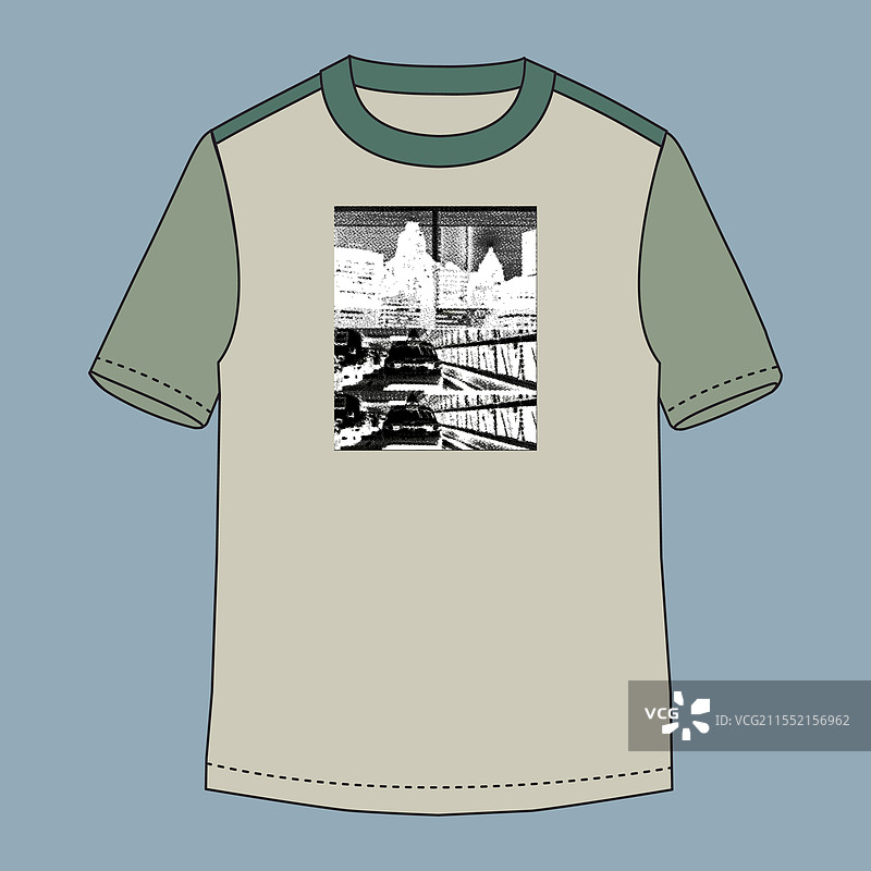 现代印花艺术胸前图案的T恤图片素材