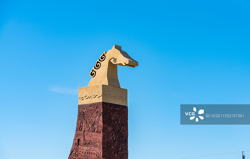 马头雕塑 呼伦贝尔蒙古族风格图片素材