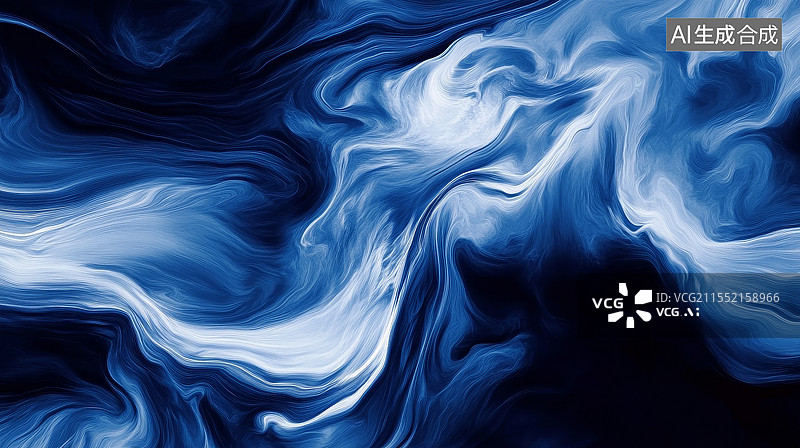 【AI数字艺术】蓝色流体抽象虚拟海浪图片素材