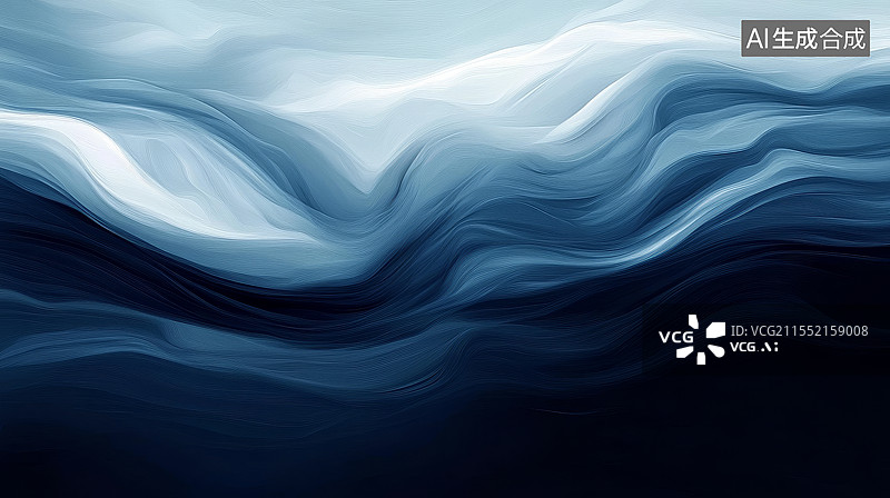 【AI数字艺术】蓝色流体抽象虚拟海浪图片素材