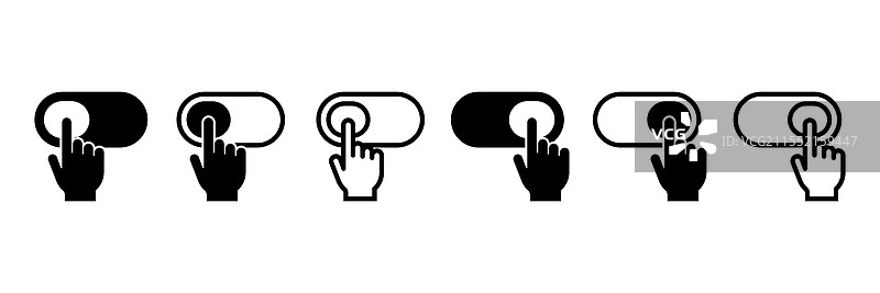 带手的开关按钮切换开和关图片素材