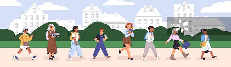 快乐学生返校横幅 可爱的孩子们图片素材