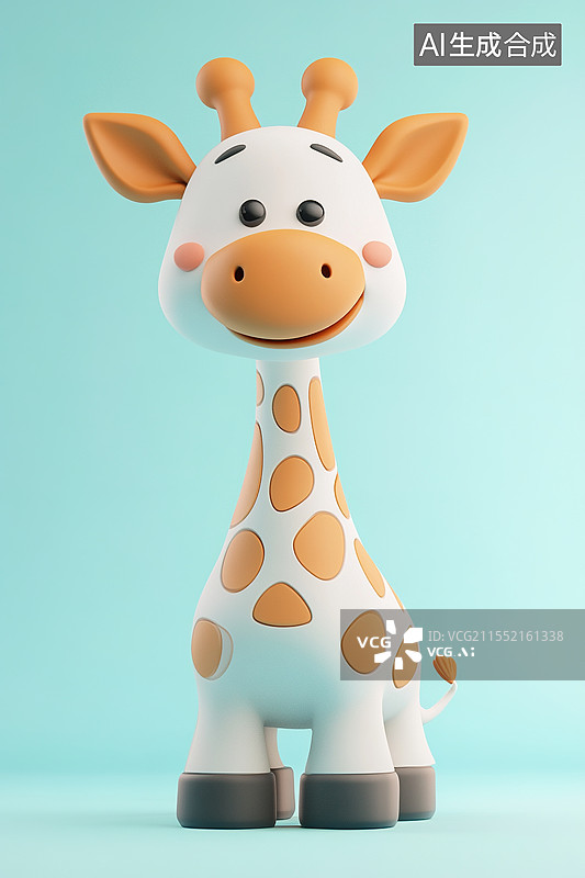 【AI数字艺术】可爱卡通3D小长颈鹿图片素材