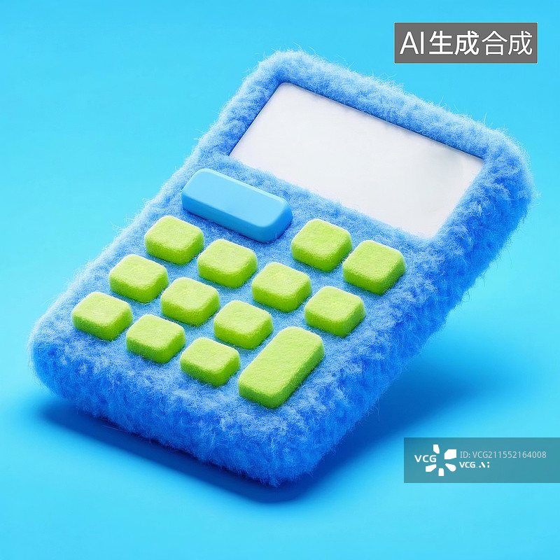【AI数字艺术】3D卡通毛毡风格计算器图片素材