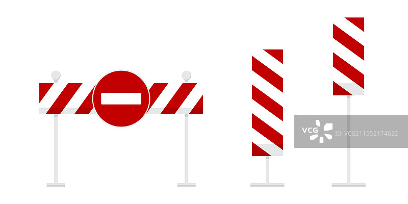 带有警示带和障碍物的路障设备图片素材