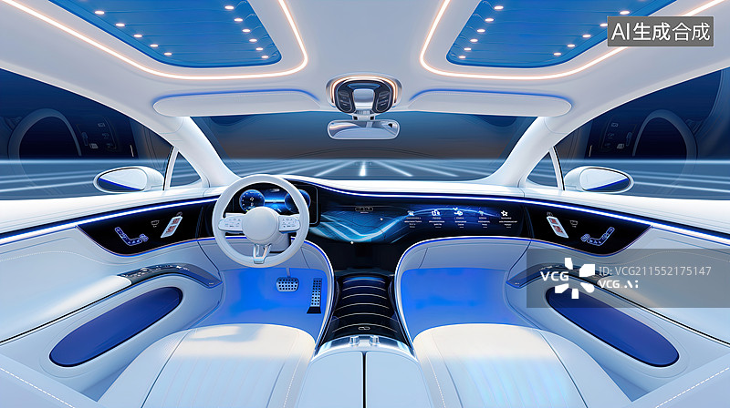 【AI数字艺术】未来汽车内饰：科技与奢华的完美融合图片素材