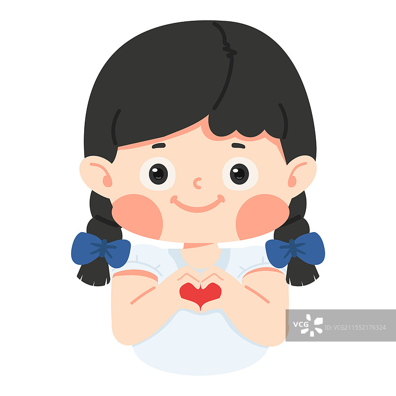 女孩学生做出心形手势图片素材