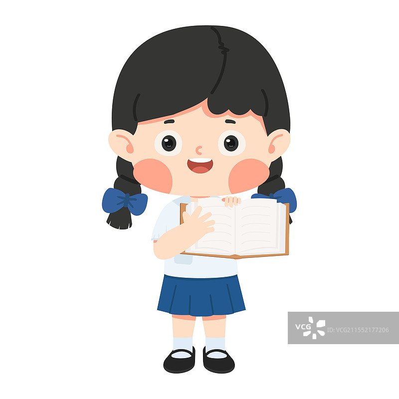 女孩举着一本课本图片素材