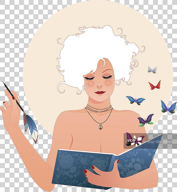 复古风格的年轻女性体现图片素材