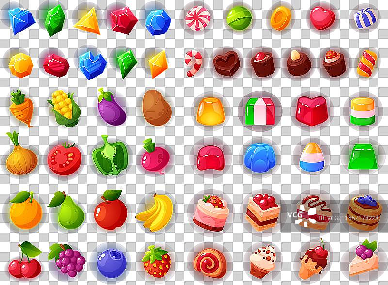 卡通游戏图标集宝石或图片素材