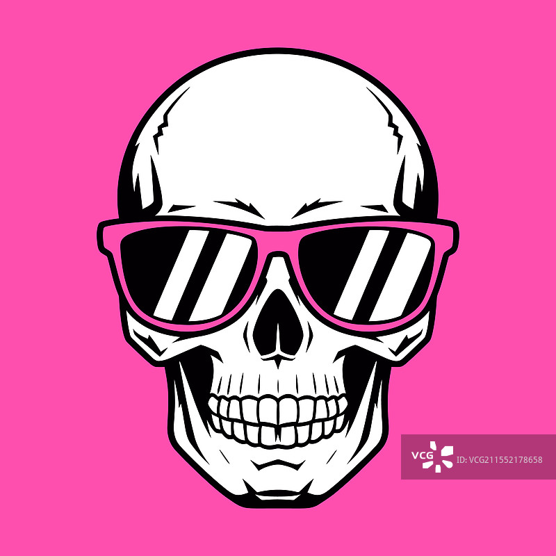 带粉色太阳镜的骷髅图片素材