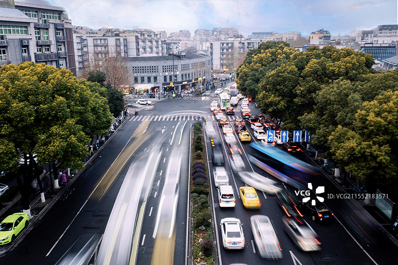 南京车流光轨图片素材