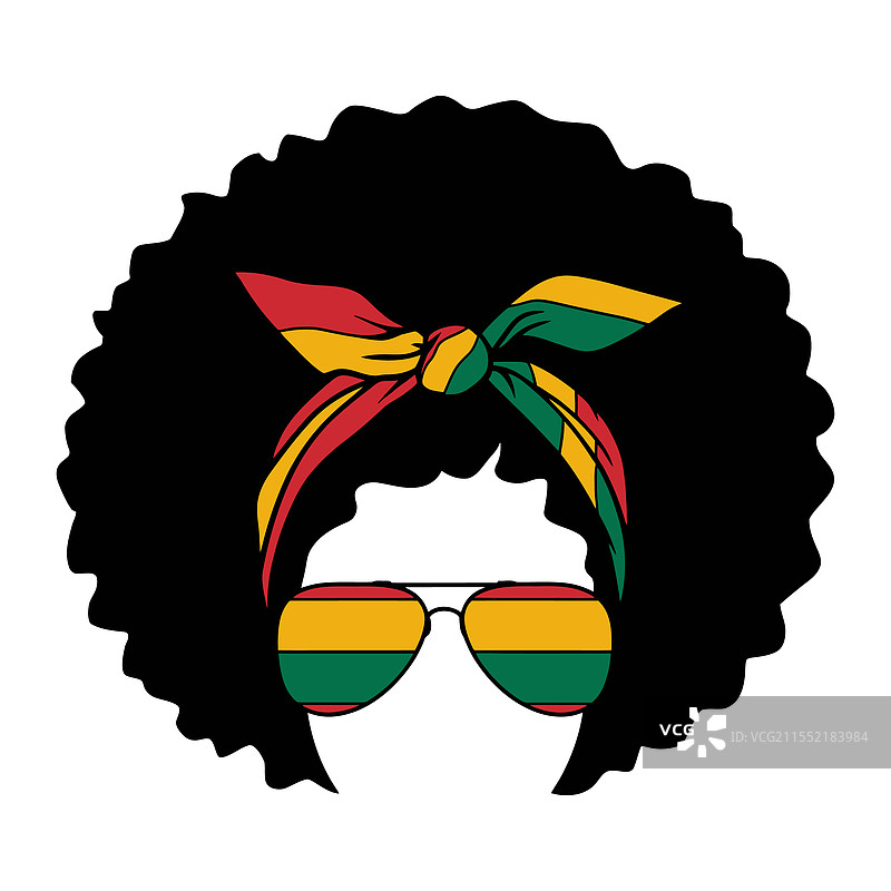 戴着太阳镜和拉斯塔头带的非洲风格发型图片素材