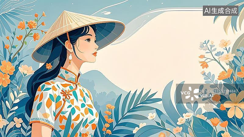 【AI数字艺术】2D卡通背景居左图片素材