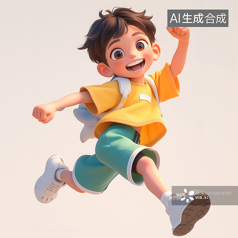【AI数字艺术】时尚卡通男孩立体插画图片素材