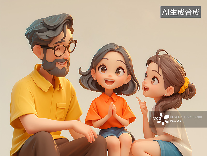 【AI数字艺术】开心聊天的儿童插画图片素材