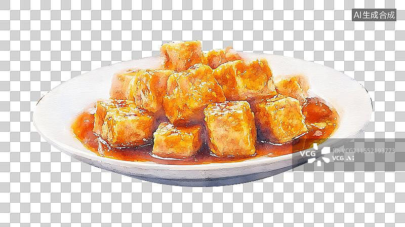 【AI数字艺术】特色美食豆腐插画 臭豆腐 煎豆腐图片素材