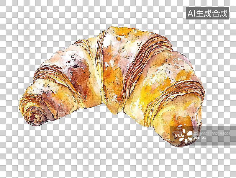 【AI数字艺术】牛角面包 水彩画风格图片素材