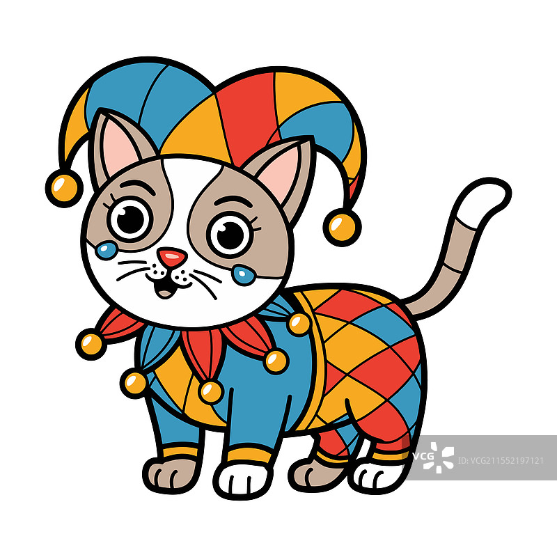 可爱的猫咪穿着小丑服装图片素材