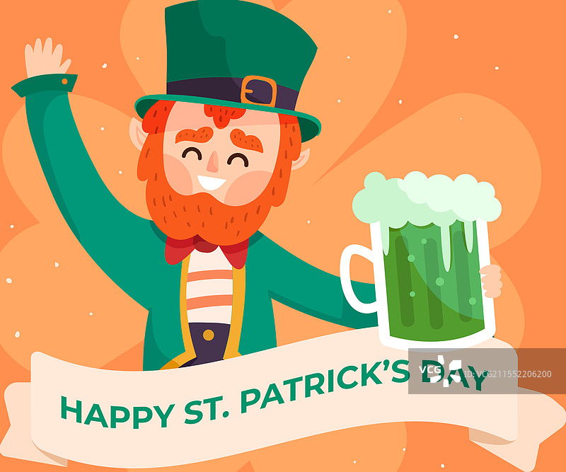 平面设计的圣帕特里克节活动与小精灵图片素材