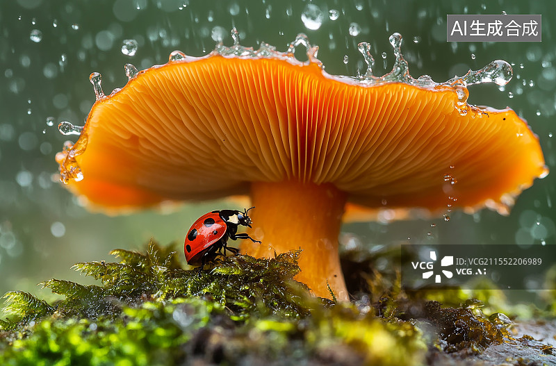 【AI数字艺术】惊蛰-万物复苏七星瓢虫图片素材