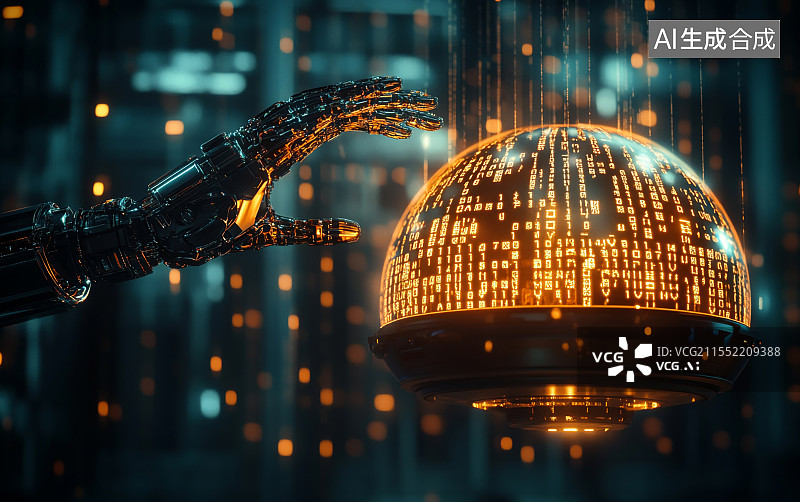 【AI数字艺术】人工智能掌握全球数据的概念图片素材