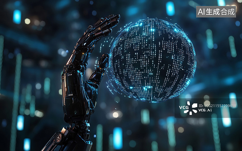【AI数字艺术】人工智能掌握全球数据的概念图片素材