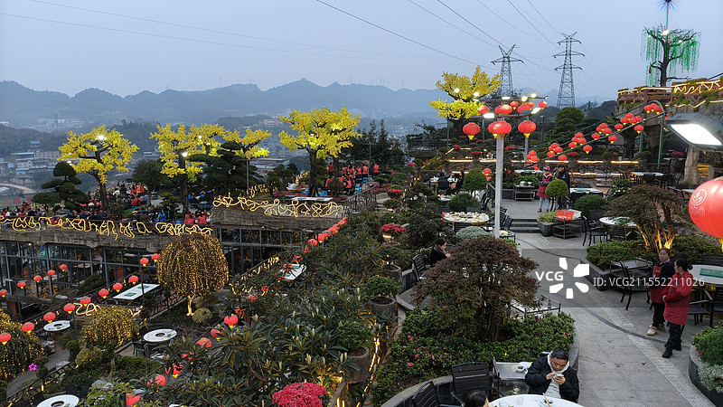 重庆南山枇杷园的夜景建筑灯光图片素材