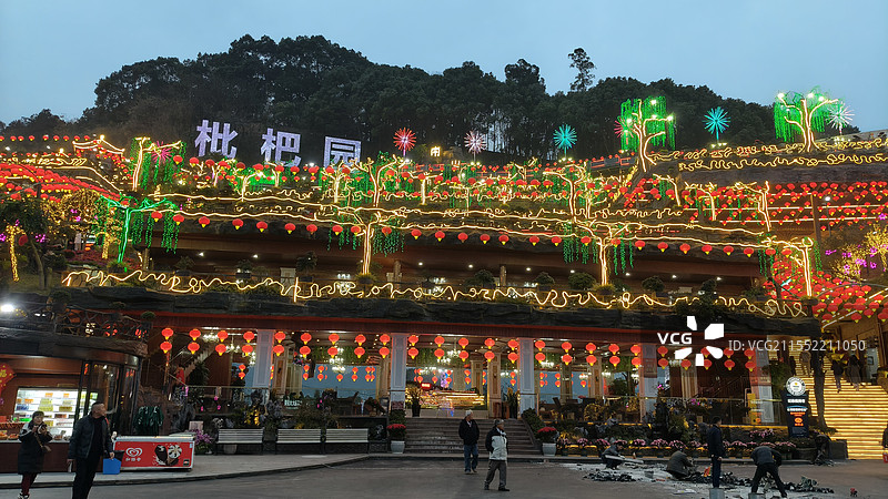 重庆南山枇杷园的夜景建筑灯光图片素材
