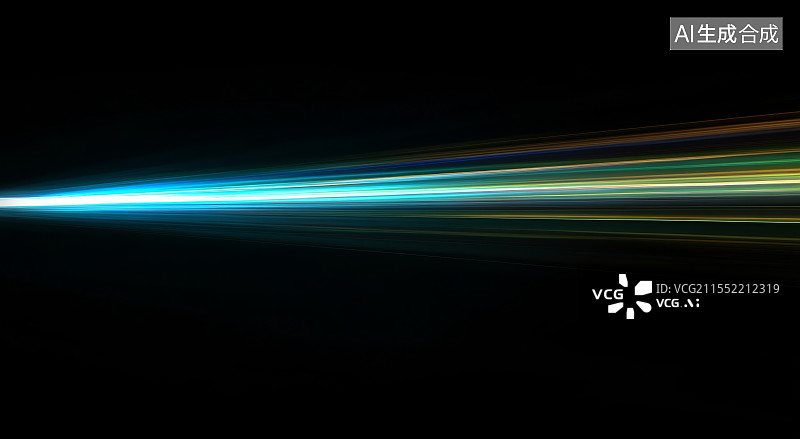 【AI数字艺术】大数据量无线传输技术背景。抽象霓虹色动态线。蓝光带图片素材