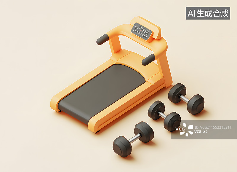 【AI数字艺术】3DC4D跑步机和哑铃图片素材