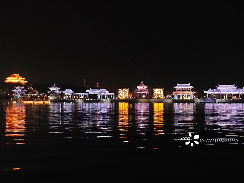 开封大宋御河夜景（汴梁霓虹.）图片素材