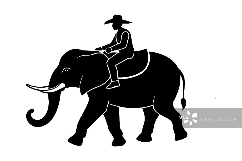 骑在大象上的牛仔剪影图标图片素材