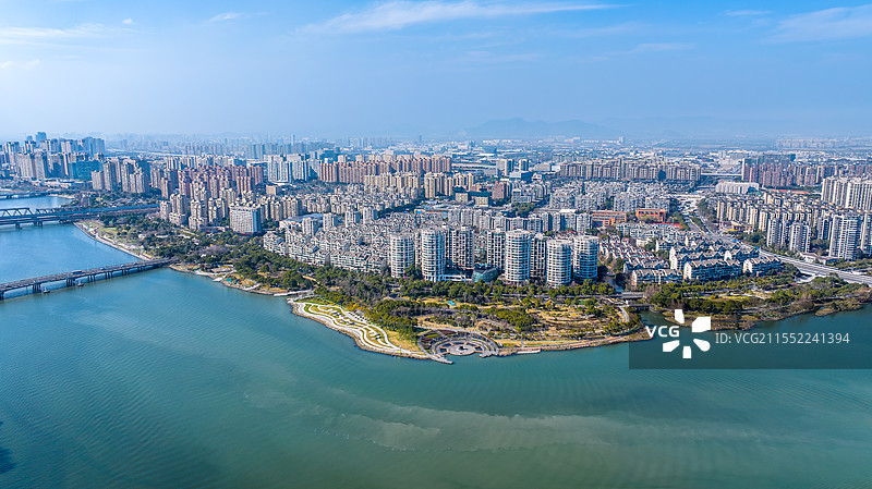 宁波江北庄桥天水片区航拍图片素材